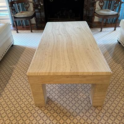 Modern Cast Stone Coffee Table – Travertine Look (Coffee Table Only)