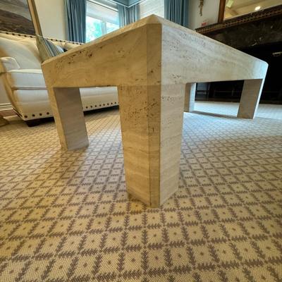 Modern Cast Stone Coffee Table – Travertine Look (Coffee Table Only)