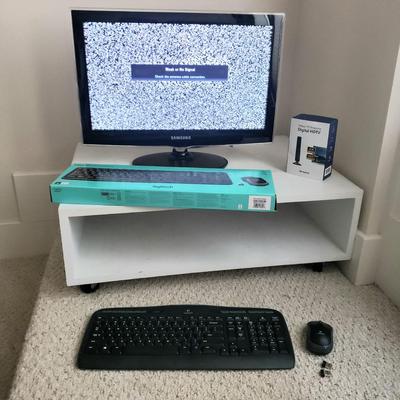 Samsung 21" TV, Two Logitech Keyboards/Mouse and Rolling Storage (BR3-KD)