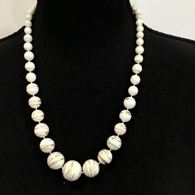 Very nice white beaded fashion, statement necklace
