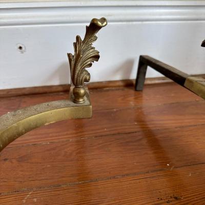 Vintage French Solid Brass Fireplace Andirons