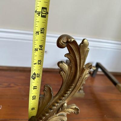 Vintage French Solid Brass Fireplace Andirons