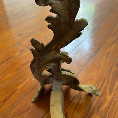 Vintage French Solid Brass Fireplace Andirons