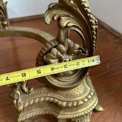 Vintage French Solid Brass Fireplace Andirons