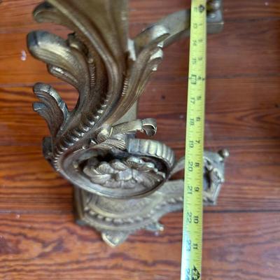 Vintage French Solid Brass Fireplace Andirons