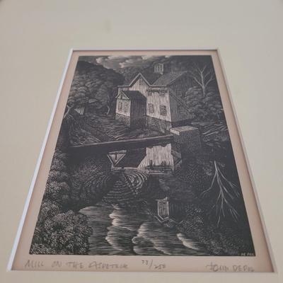 John De Pol "Mill on the Apetuck" Pencil Signed Wall Art (BR2-EL)