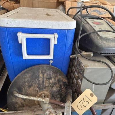 Sale Photo Thumbnail #51: #1520 • Rolling Metal Rack, Cooler, Organizers & Buckets
