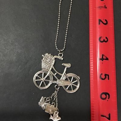 Silver, toned, bicycle charm bracelet
