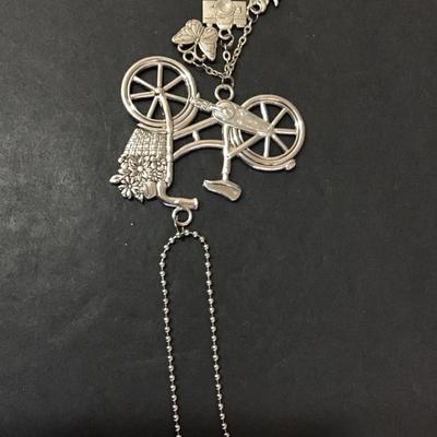 Silver, toned, bicycle charm bracelet