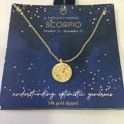 Cute Scorpio, 14 karat gold dipped necklace