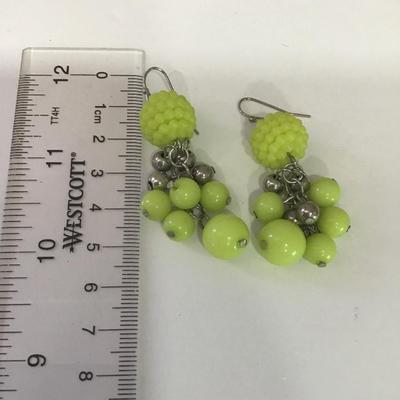 Cute highlighter green dangle earrings