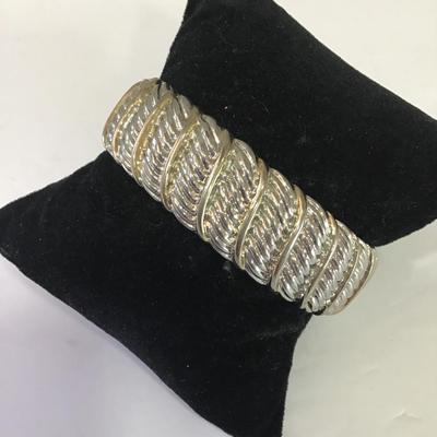 Vintage, silver and gold, toned hinged bracelet