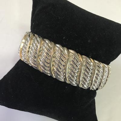 Vintage, silver and gold, toned hinged bracelet