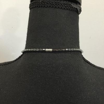 Cute boHo southwest style black hematite and faux turquoise stone necklace