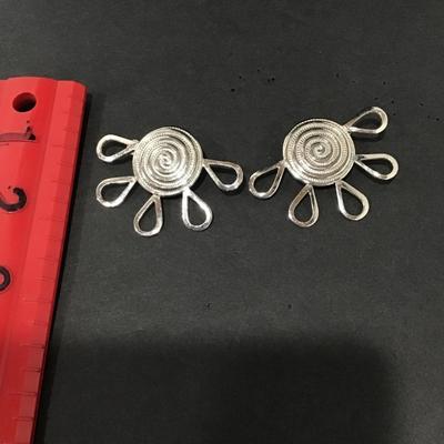 Vintage silver tone large statement earrings