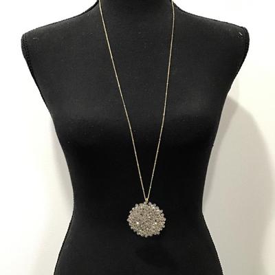 Beautiful, crystal pendant, gold tone, necklace