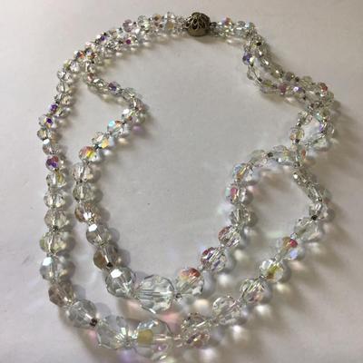 Gorgeous, vintage, tropical sunset, Aurora Borealis, crystal double strand, choker necklace