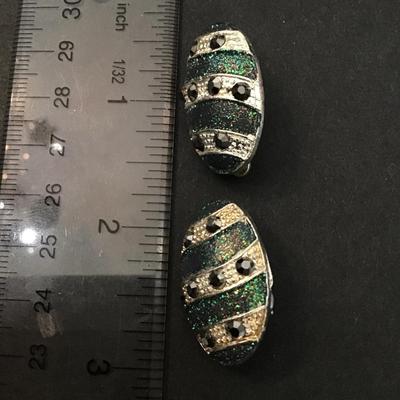 Vintage Easter egg rhinestone clip on earrings