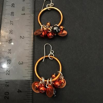 Orange pumpkin hoop earrings