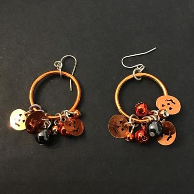 Orange pumpkin hoop earrings