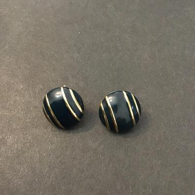 Vintage Monet Enamel circular stud earrings