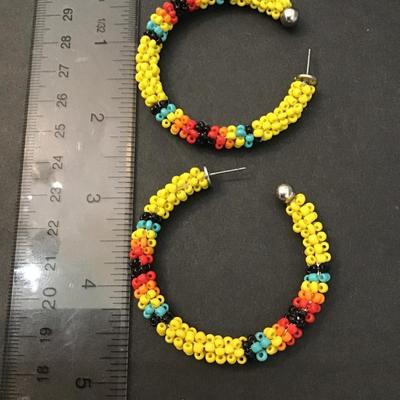 Vintage beaded Boho hoop earrings