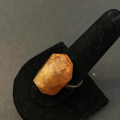Faux stone adjustable ring