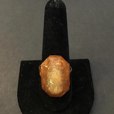 Faux stone adjustable ring