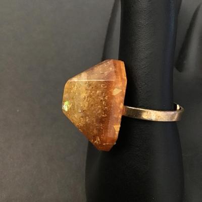 Faux stone adjustable ring