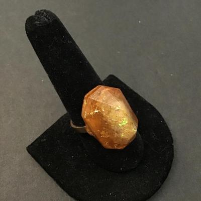 Faux stone adjustable ring
