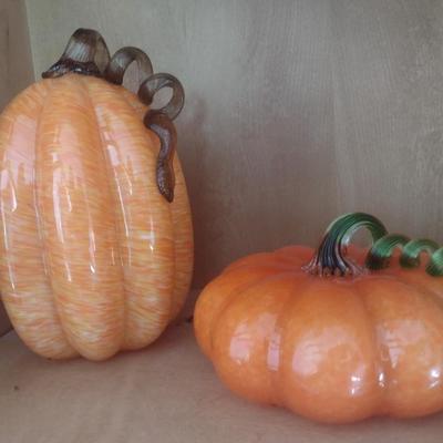 Set of Two Glass Pumpkin Home Decor Items