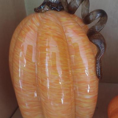 Set of Two Glass Pumpkin Home Decor Items