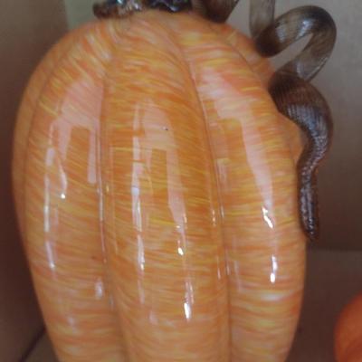 Set of Two Glass Pumpkin Home Decor Items