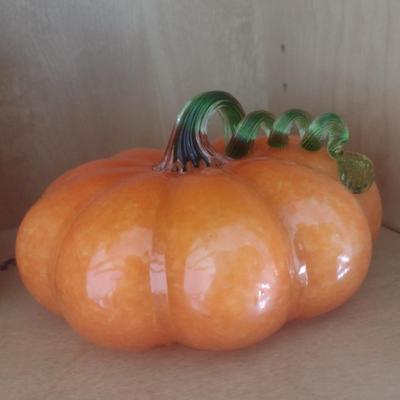 Set of Two Glass Pumpkin Home Decor Items