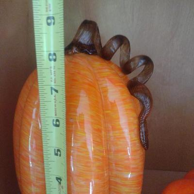 Set of Two Glass Pumpkin Home Decor Items