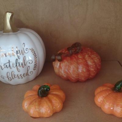 Set of Four Glass Pumpkin Home Decor Items