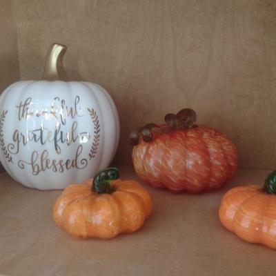 Set of Four Glass Pumpkin Home Decor Items
