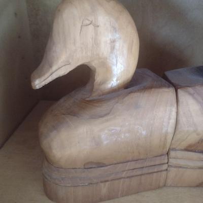 Vintage Norleans Wood Carved Duck Bookends