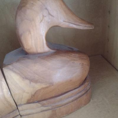 Vintage Norleans Wood Carved Duck Bookends