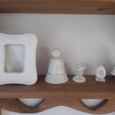 Collection of Ceramic Home Decor Items includes Lenox, English Spode and Dept. 56 (Shelf Not Included)