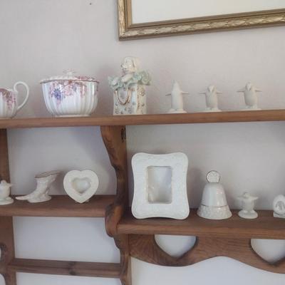 Collection of Ceramic Home Decor Items includes Lenox, English Spode and Dept. 56 (Shelf Not Included)