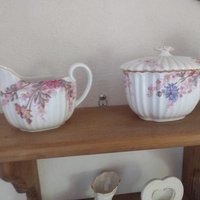 Collection of Ceramic Home Decor Items includes Lenox, English Spode and Dept. 56 (Shelf Not Included)