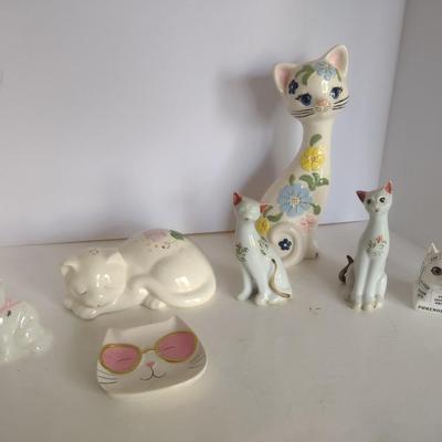 Collection of Ceramic Cat Themed Home Decor Items