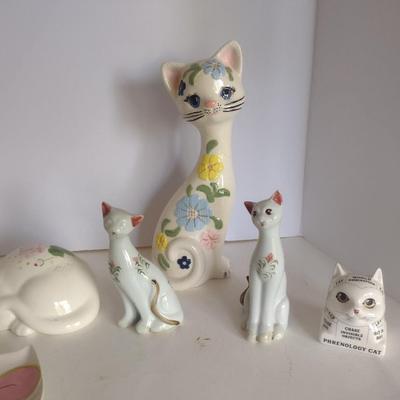 Collection of Ceramic Cat Themed Home Decor Items