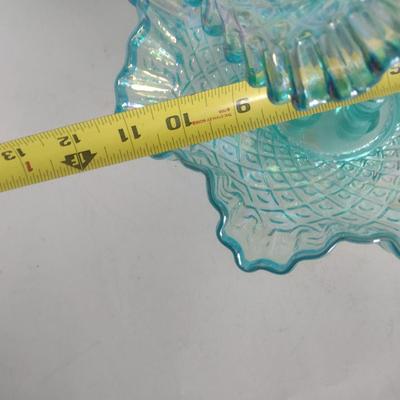 Vintage Fenton Opalescence Hobnail Glass Three Horn Epergne