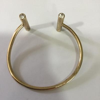 Cute vintage rhinestone cuff bracelet, gold toned