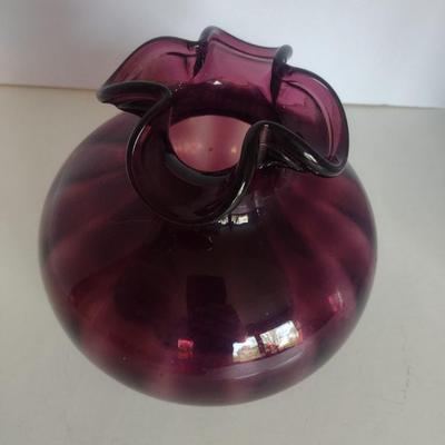 Vintage Beacon Blown Purple Art Glass Vase