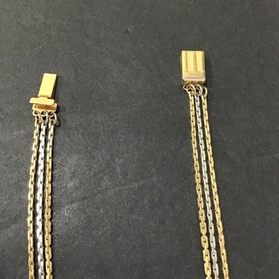 Vintage, silver and gold trio chain necklace