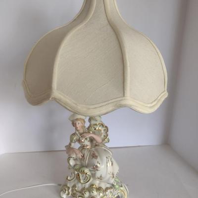 Antique Neu-Tettau Victorian Lady Porcelain Table Lamp