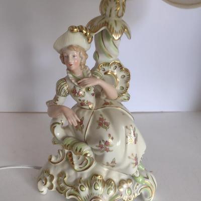 Antique Neu-Tettau Victorian Lady Porcelain Table Lamp